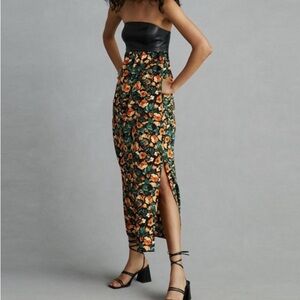 NWT Anthropologie Mare Mare Faux Leather Floral Maxi Dress XS